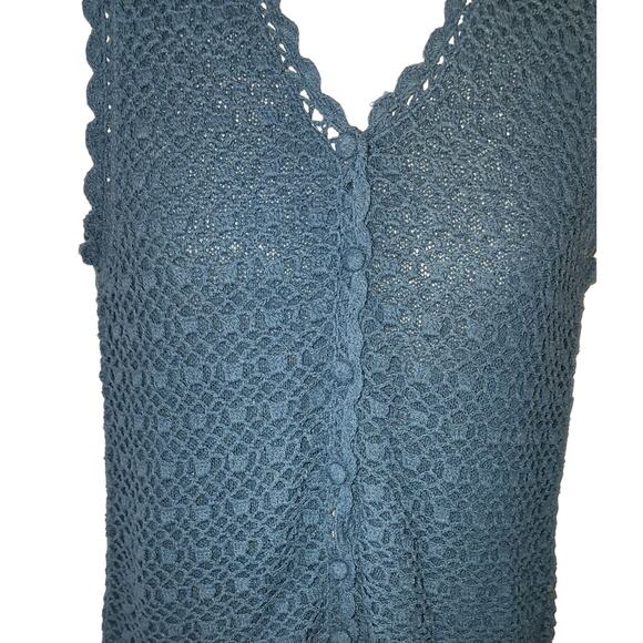 Noile Silk Exchange Vtg Blue 1990's 80% Silk Crochet Vest Women Size Small - Picture 3 of 8